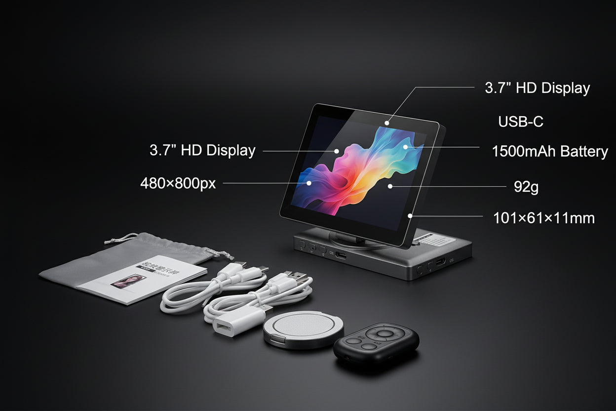 Wireless Magnetic Monitor Screen for Using Phone Rear Camera for Smartphone Selfie Vlog Live Stream Video Recording