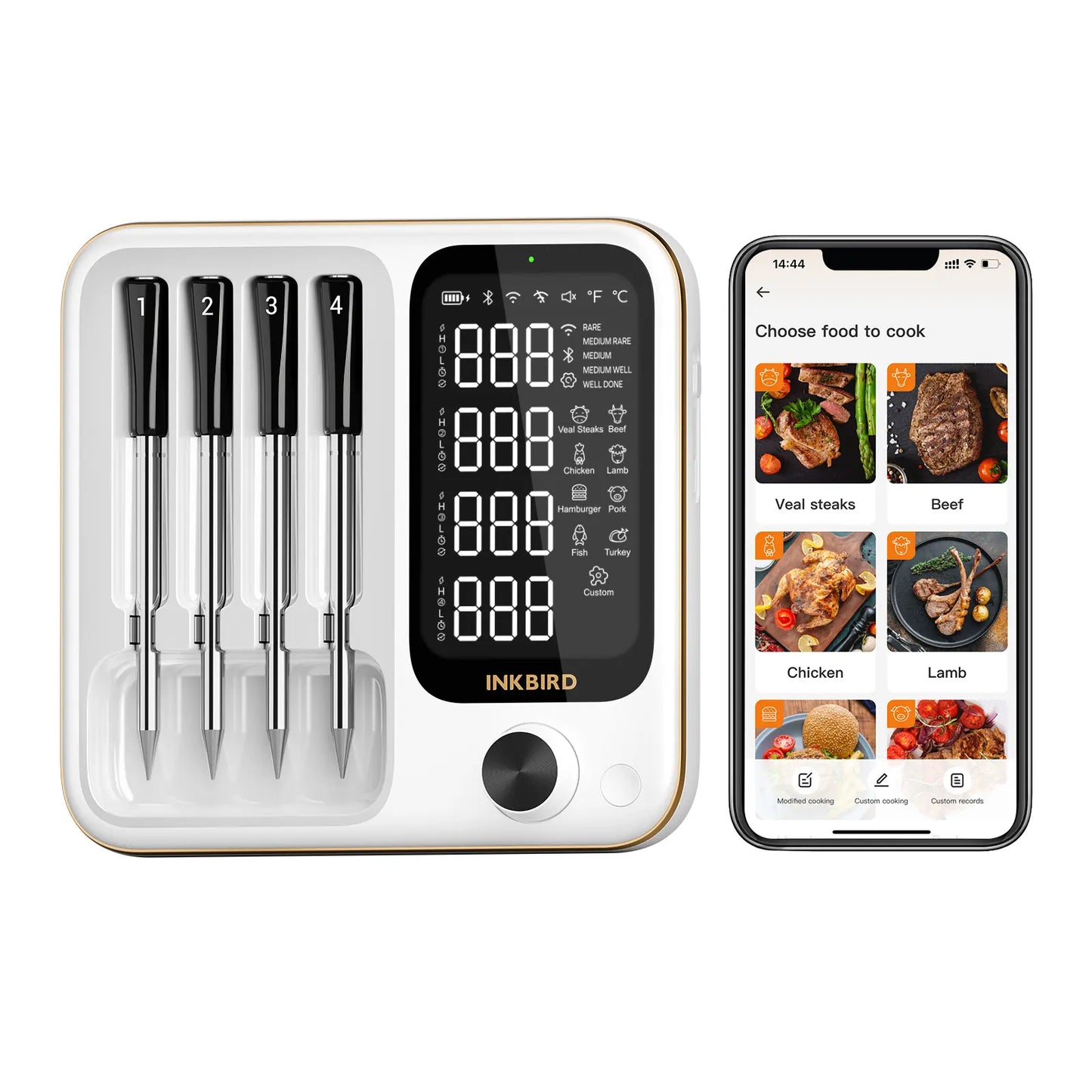 INKBIRD Wifi 5G and Bluetooth Meat Thermometer with 4 Multi-Sensor Probes, NIST Accredited Accuracy, for Apple Watch Monitoring for BBQ, Grill, Oven ,Restock