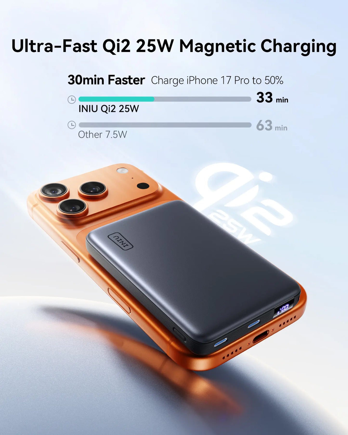 INIU P781 Snapgo Air Qi2.2 Certified 25W 10000Mah Magnetic Power Bank, Ultra Slim 45W Fast Charging Power Bank Travel Wireless Metal Battery Pack, Detachable Lanyard USB C Cable Phone Charger for Iphone 17 16 15 14 13 12 Series,Summerwins