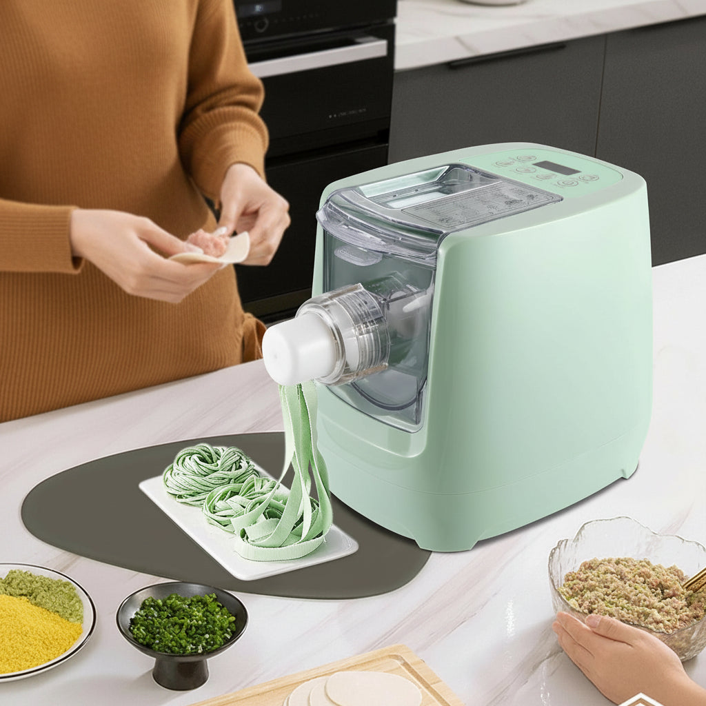 Electric Pasta Maker, 260W Automatic Noodle Maker Machine with 13 Pasta Shapes, 600G Flour Capacity Pasta Maker Machine with Measuring Cups, for Home Kitchen, Easy to Clean, Green