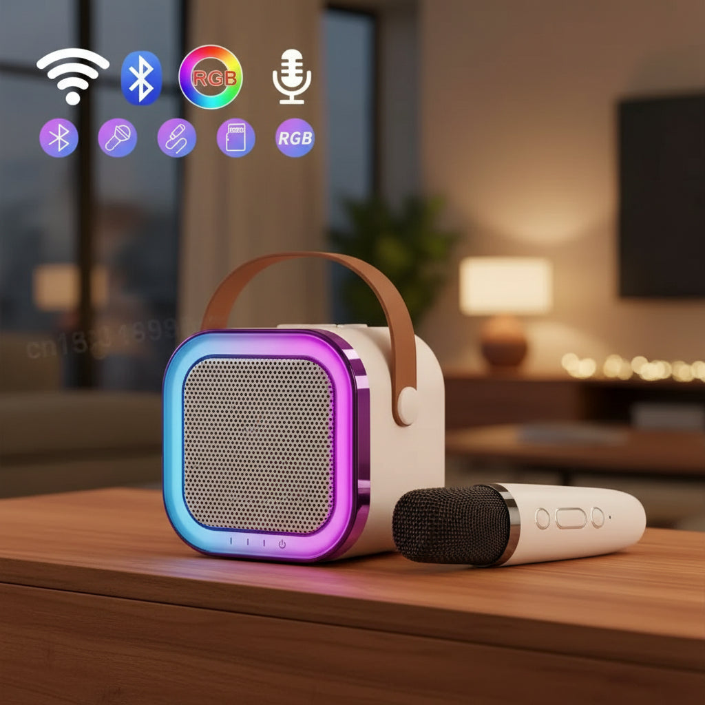 Hot K12 Bluetooth Speaker Portable Home Cute Karaoke Mini Wireless Audio with 1/2 Microphone K Song Family Singing Machine