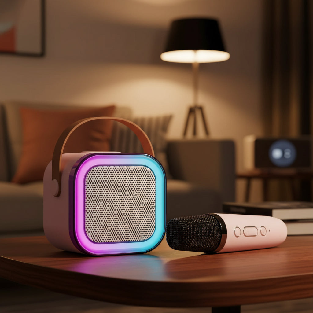 Hot K12 Bluetooth Speaker Portable Home Cute Karaoke Mini Wireless Audio with 1/2 Microphone K Song Family Singing Machine
