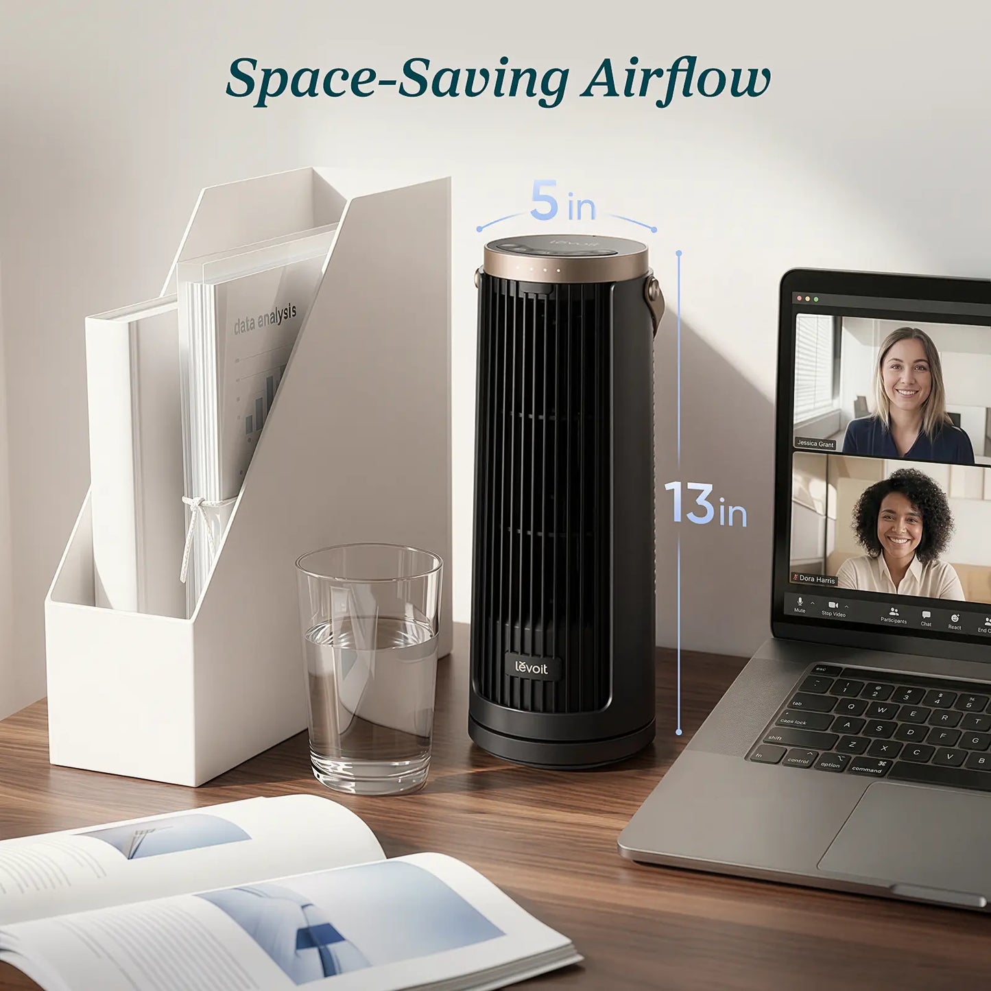 LEVOIT 2026 New Windi Tower Fan, Portable, up to 20H Runtime, 5 Speeds + Turbo, 0–90° Oscillation, 20Db Quiet DC Motor, 23 Ft/S Airflow, Night Light, Foldable Charging Base, Timer 2/4/8/12H, Cooling Fan, Cordless Fan, Summerwins