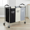 Laundry Basket with Wheels, 240L Laundry Hamper with 3 Section Laundry Bag for Dirty Clothes, Dorm Room Essentials, Towel Organization & Toys Storage Laundry Cart in Laundry Room Organization