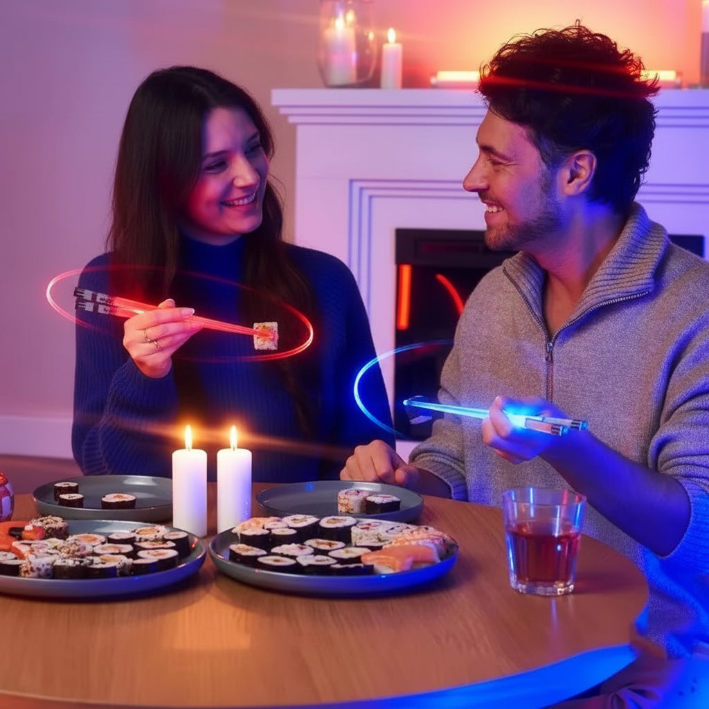 1 Pair LED Lightsaber Emits Light Chopsticks Reusable Washable and Removable Sushi Chopsticks Lightsaber Fun Glowing Chopsticks