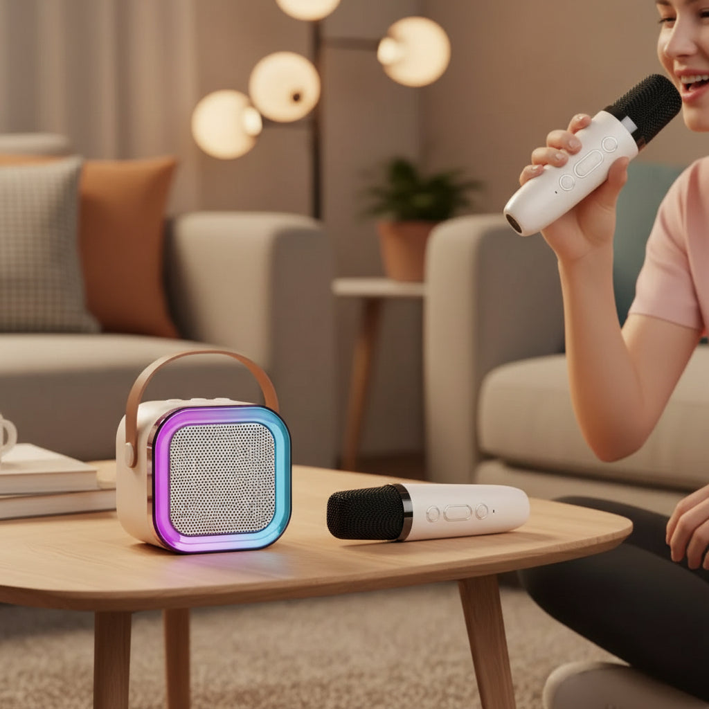 Hot K12 Bluetooth Speaker Portable Home Cute Karaoke Mini Wireless Audio with 1/2 Microphone K Song Family Singing Machine