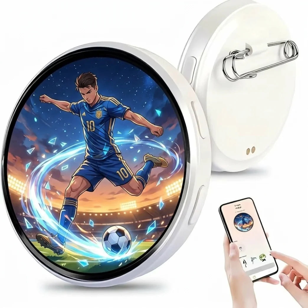 PS Touch Display Image GIFS Sideshow & Videos Wearable Mini Screen Digital Pin Badge Self‑Expression, Cheering Support, Event、