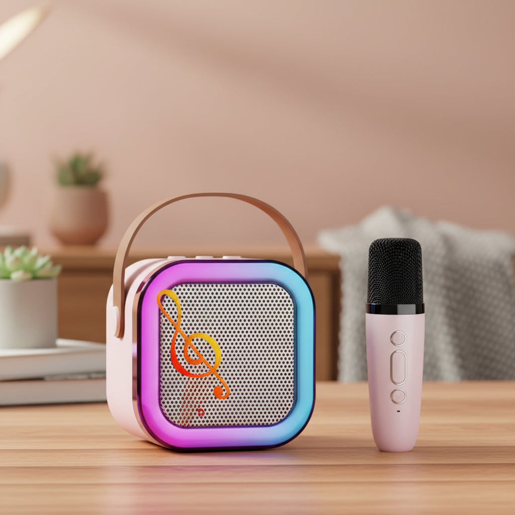 Hot K12 Bluetooth Speaker Portable Home Cute Karaoke Mini Wireless Audio with 1/2 Microphone K Song Family Singing Machine