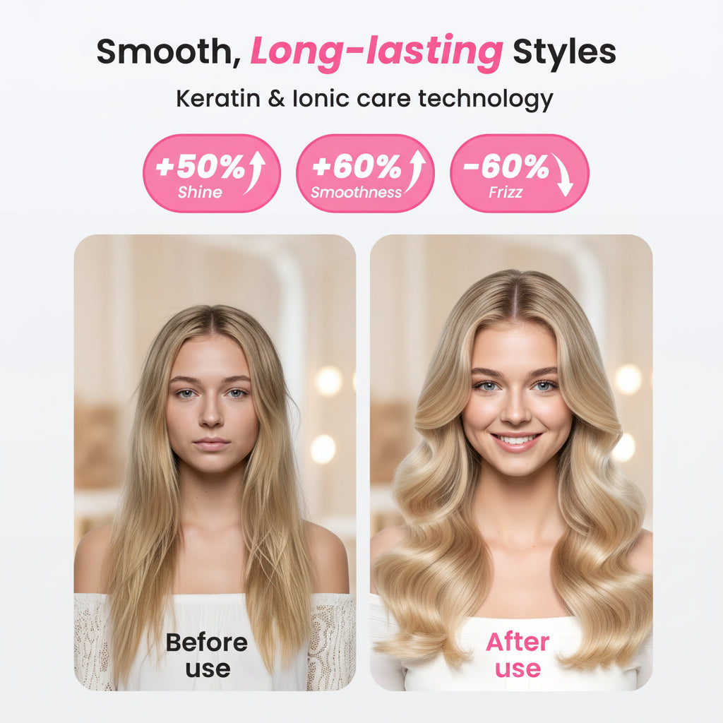 Dual Voltage Ionic Thermal Brush for Curling and Straightening 6 Temperature Settings & LED Digital Display Hot Air Styler