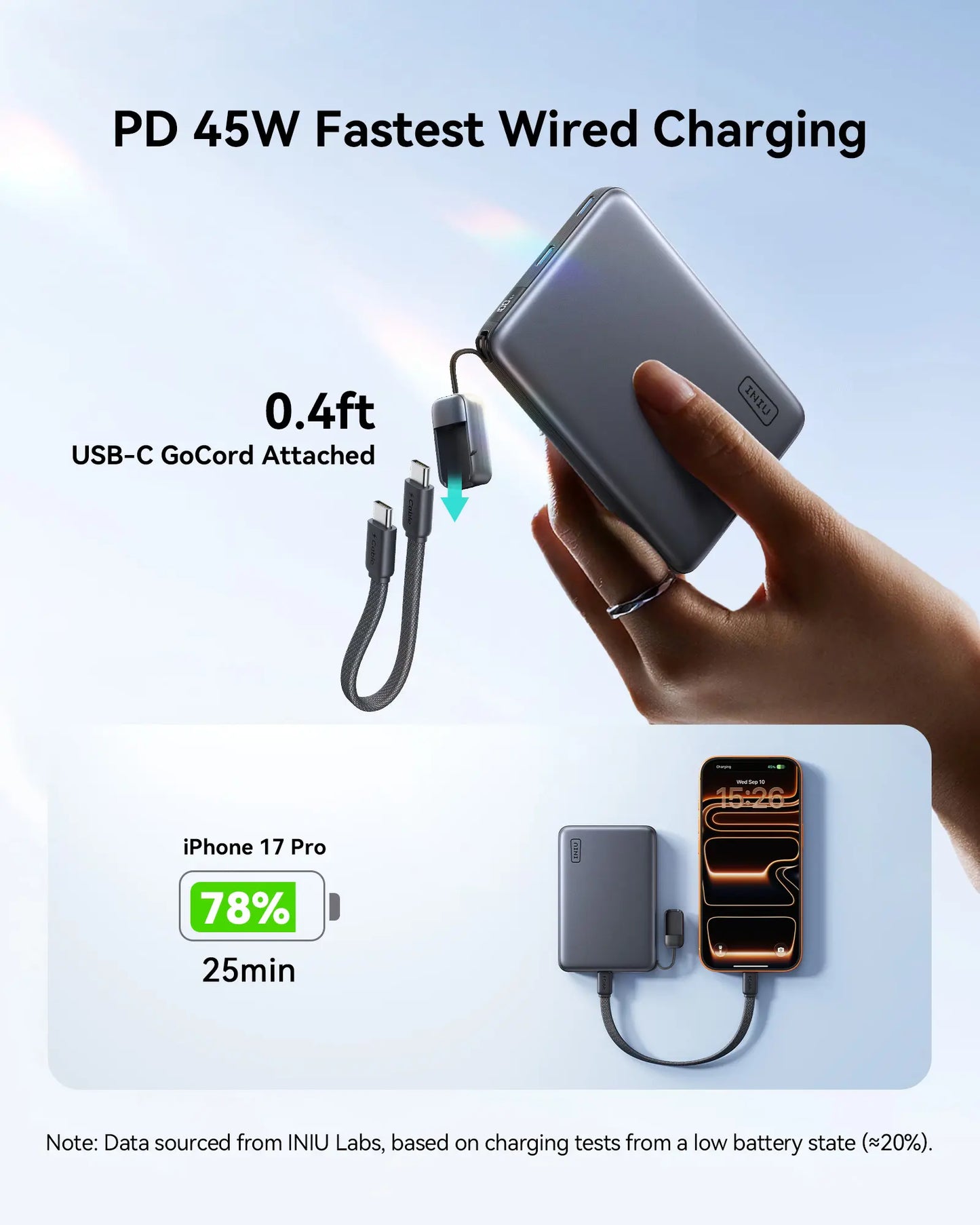 INIU P781 Snapgo Air Qi2.2 Certified 25W 10000Mah Magnetic Power Bank, Ultra Slim 45W Fast Charging Power Bank Travel Wireless Metal Battery Pack, Detachable Lanyard USB C Cable Phone Charger for Iphone 17 16 15 14 13 12 Series,Summerwins