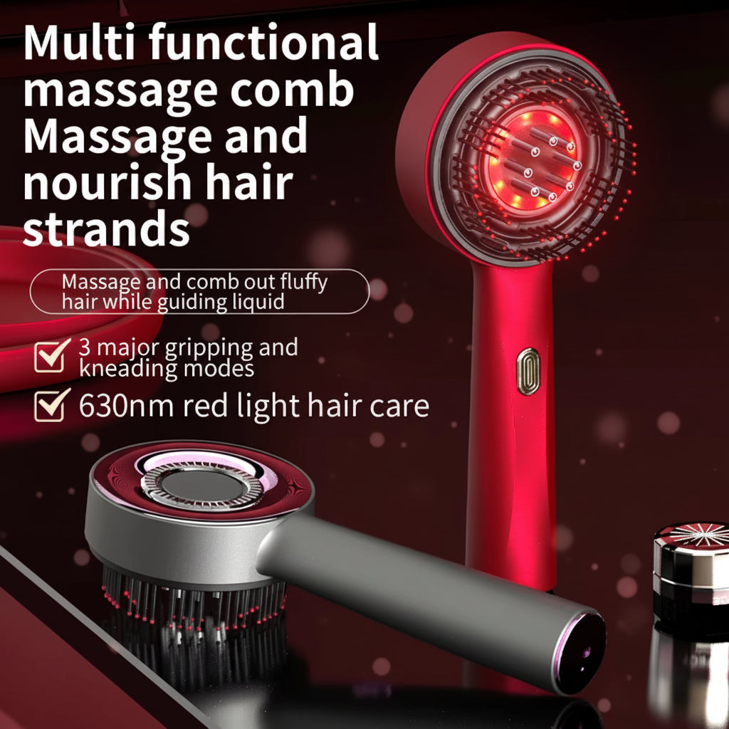 Electric Scalp Vibration Massage Comb Infrared Head Knead Massager Red Light Hair Growth Liquid Oil Applicator Anti-Hair Loss