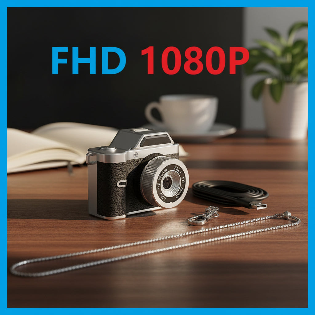 2026 FHD Retro Mini Keychain Camera Compact Thumb Pocket Digital Cam 1080P CCD Flash Magnetic Mount for Kids Travel Gift